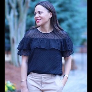 J.Crew Edie Swiss Clip Dot Ruffle Top Blouse 6